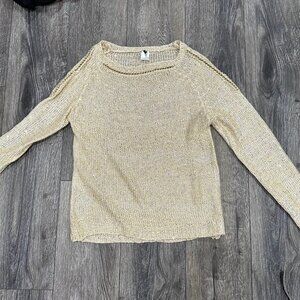 Cream Sweater with Sequins & Chain Detail - Size Small/Medium